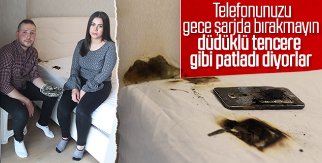 Gece yatarken başucuna konulan telefon patladı