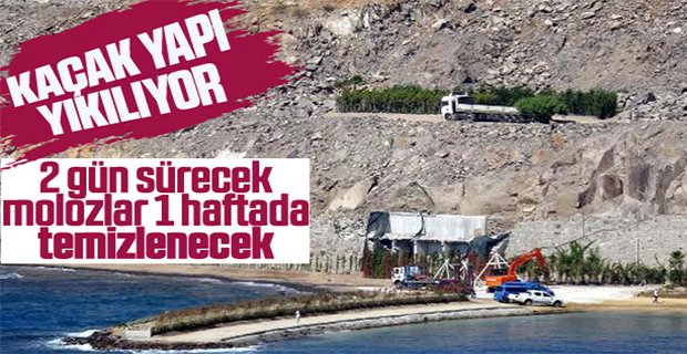 Bodrum'daki kaçak yapının yıkımına başlandı