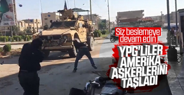 Kamışlı'da YPG'liler Amerikan askerlerini taşladı