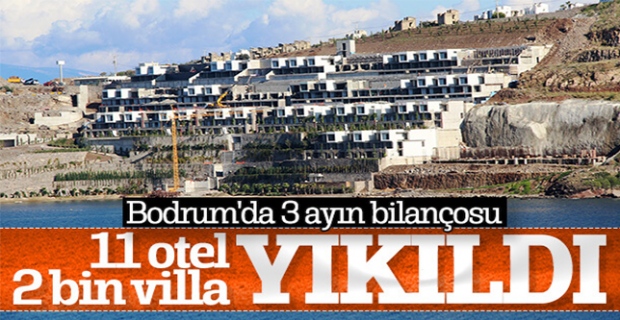 Bodrum'da 3 ayda 11 otel, 2 bin villa yıkıldı