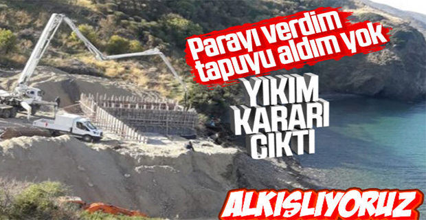 Karaburun'da sit alanına yapılan inşaat yarın yıkılacak
