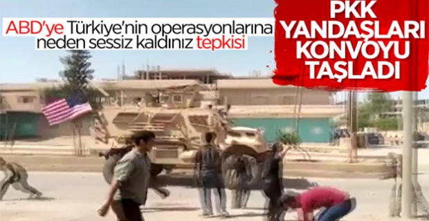 Suriye’de PKK yandaşları, ABD ordusu araçlarını taşladı