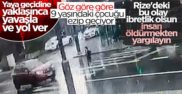 Rize'de yaya geçidinde kız çocuğuna çarptı