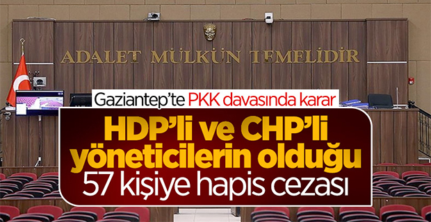 Gaziantep'te terör örgütü PKK davası: 91 sanıktan 57'sine hapis cezası