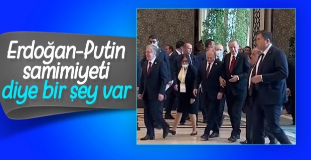 Cumhurbaşkanı Erdoğan ve Putin kol kola yürüdü