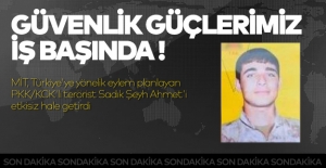 MİT, Türkiye'ye yönelik eylem planlayan PKK/KCK'lı terörist Sadık Şeyh Ahmet'i etkisiz hale getirdi